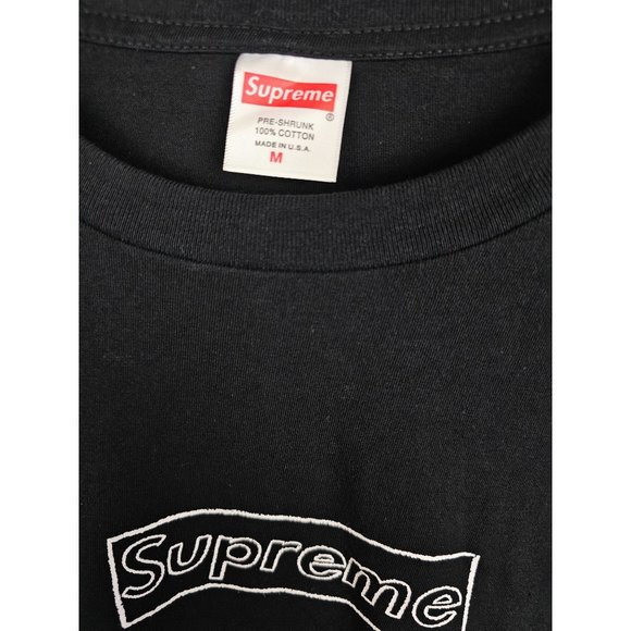 Supreme x Kaws Chalk Logo Black T-Shirt - Picture 4 of 8